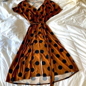 Brown and black polka dot dress
